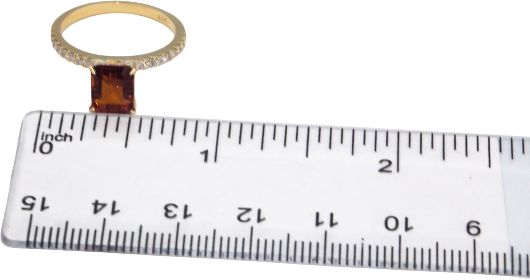 14k Yellow Gold 1.82CT Round Cut Diamond and Emerald Cut Citrine Ring Size 6.5