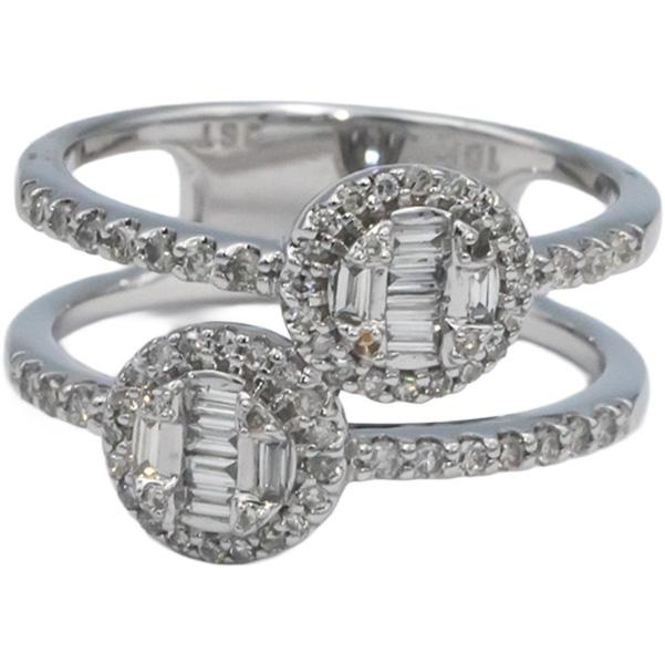 10k White Gold Diamond Split Band Double Halo 0.50CT Ring Size 7
