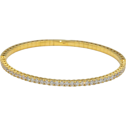 14k Yellow Gold 1.70CT Round Cut Lab Grown Diamond Semi-Flexible Bangle Bracelet