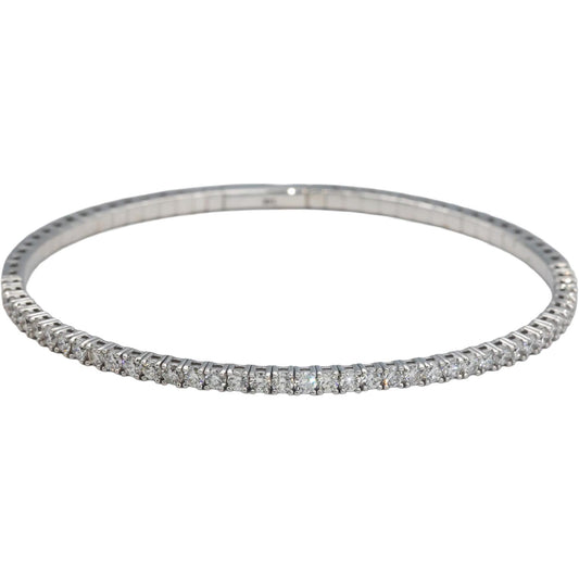 14k White Gold 1.70CT Round Cut Lab Grown Diamond Semi-Flexible Bangle Bracelet