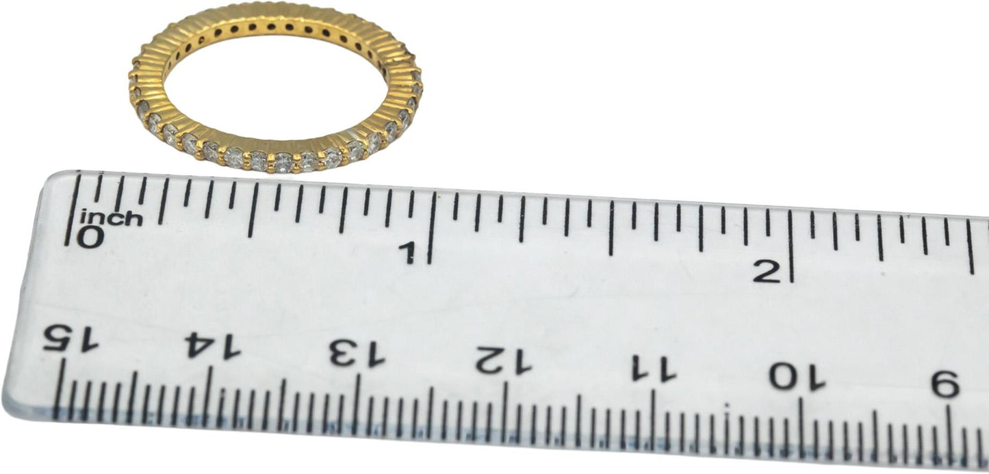 18k Yellow Gold 0.77CT Round Cut Diamond Stackable Eternity Band Ring Size 6