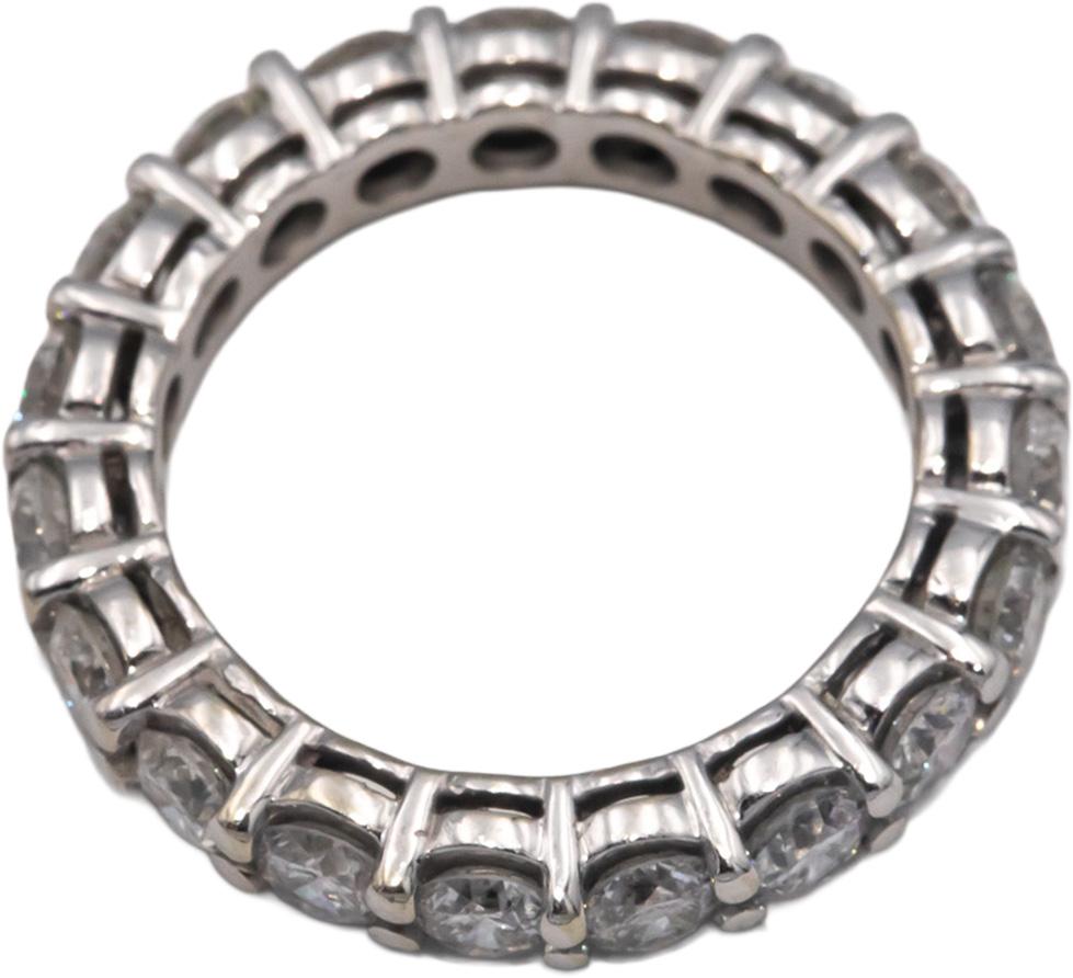 14k White Gold Round Cut Diamond Eternity Band Ring 2.85CT Size 5.25