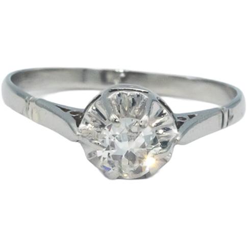 Vintage Antique Platinum 0.35CT VS Old Euro Diamond Solitaire Ring Size 6