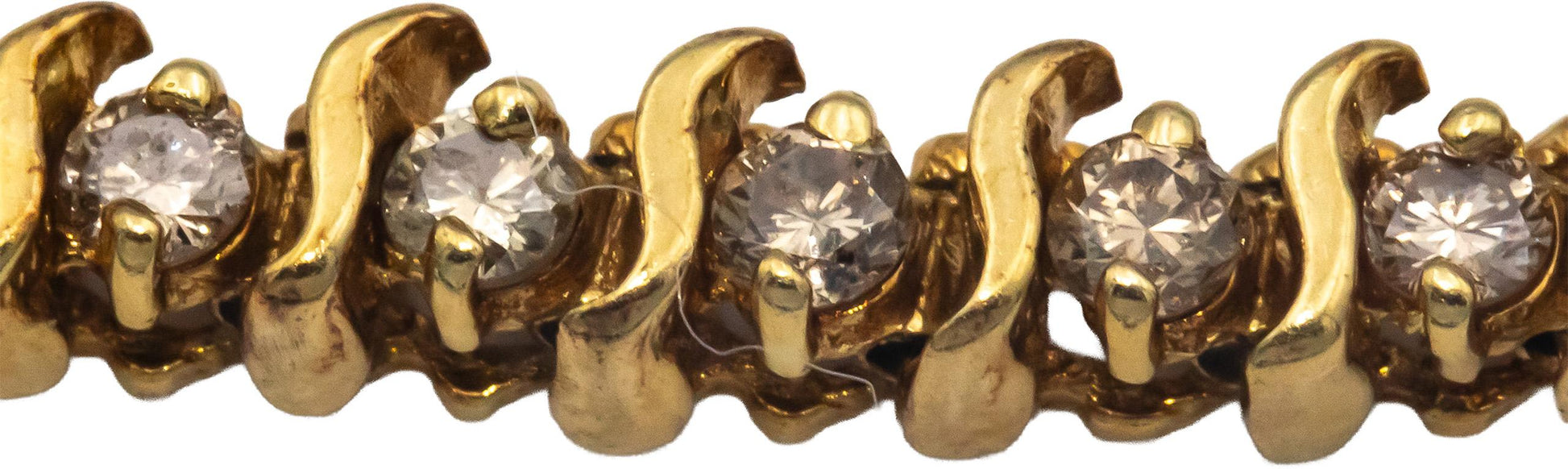 14k Yellow Gold Round Diamond "S" Link Tennis Bracelet 1.50CT