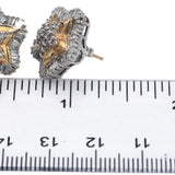 10k Yellow & White Gold 1.50CT Round & Baguette Cut Star Stud Earrings