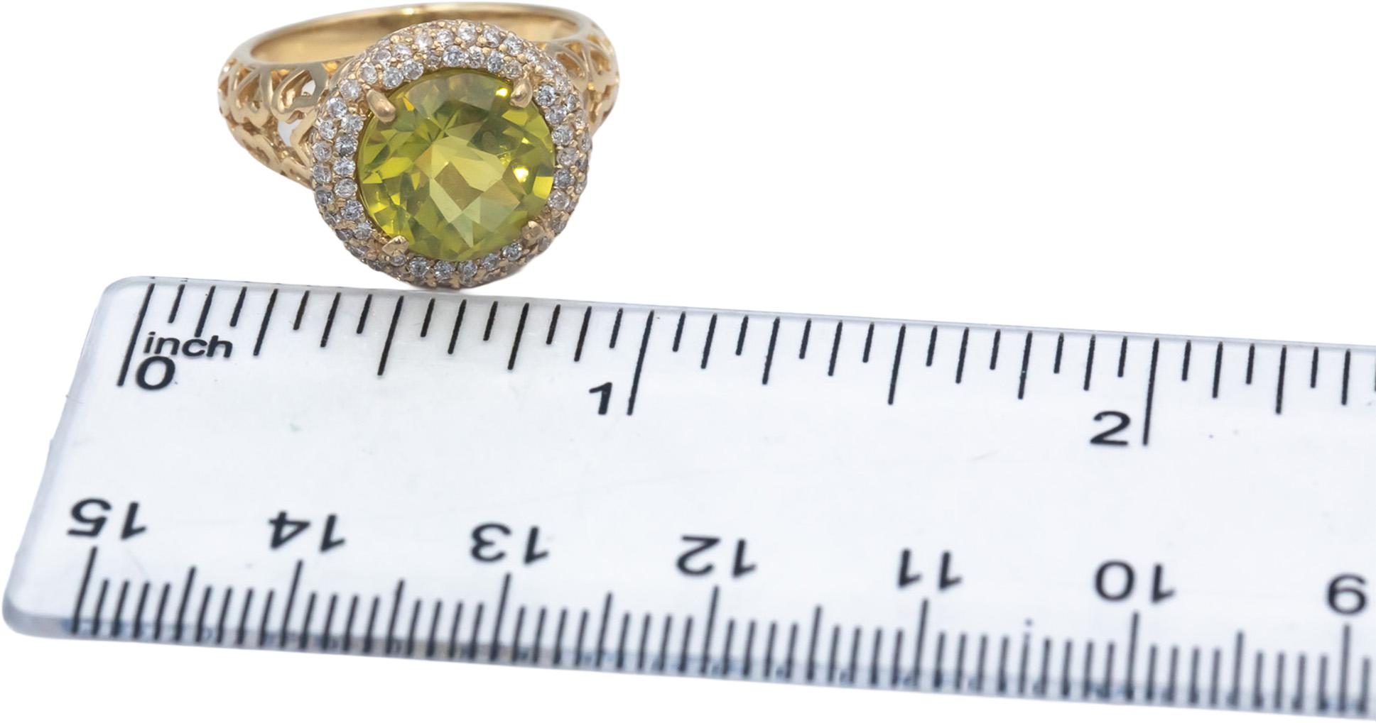 14k Yellow Gold 4.0CT Diamond and Citrine Halo Style Ring Size 6.5