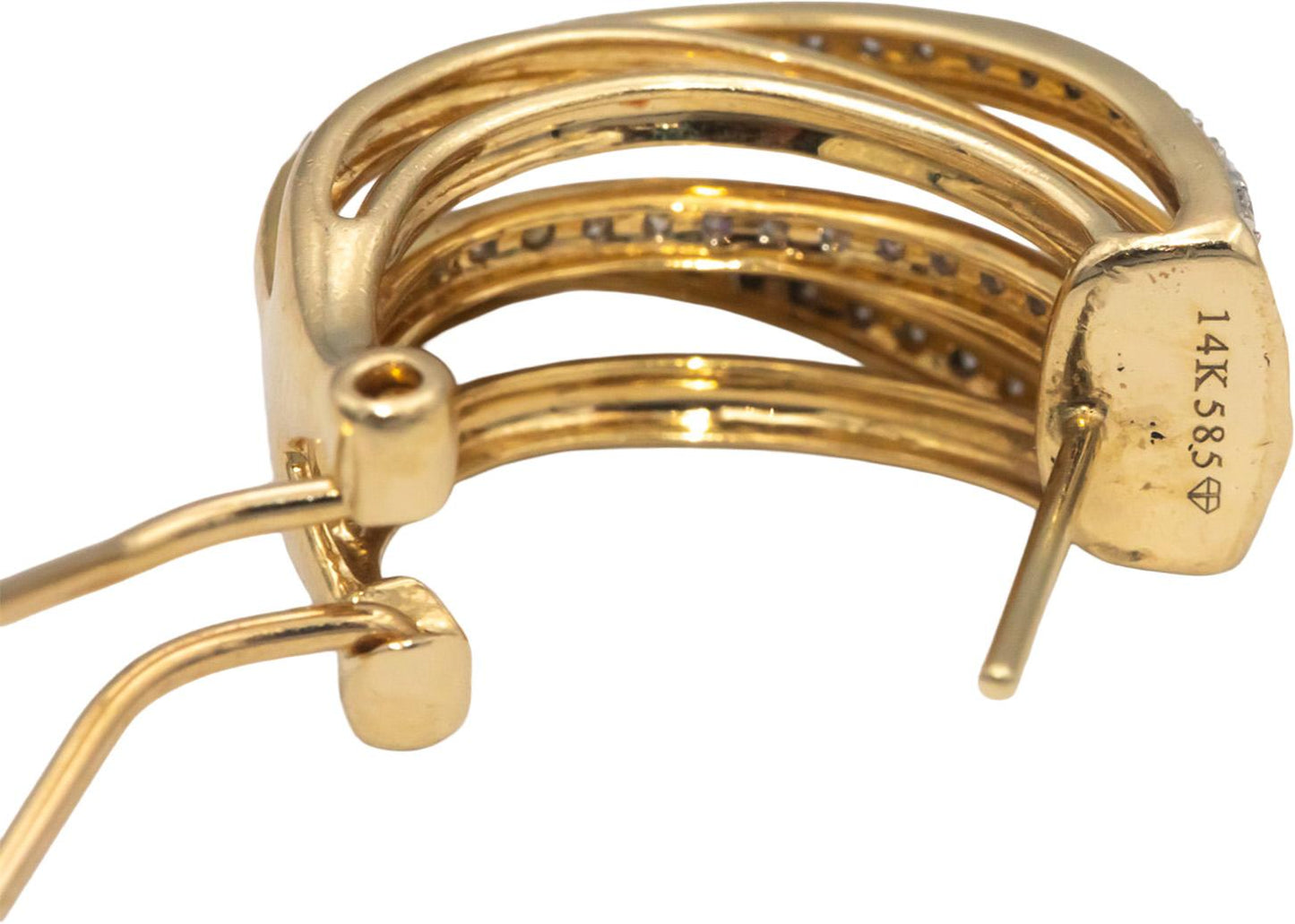 14k Yellow Gold 0.45CT VS Single Cut Diamond Curved Earrings