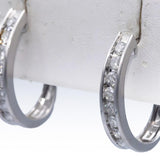 14k White Gold Round Diamond Curved Earrings 0.70CT