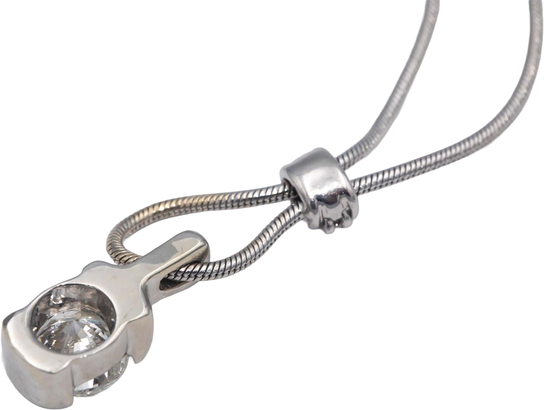 JOSE HESS 18k White Gold VS Diamond Pendant Necklace 1.10CT w/ 1.0CT Center