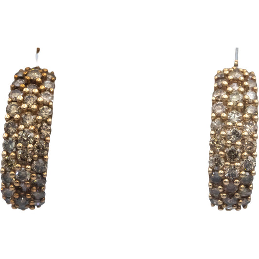 10k Yellow Gold Jewelry 1.25CT Round Cut Diamond Curved Cluster Earrings
