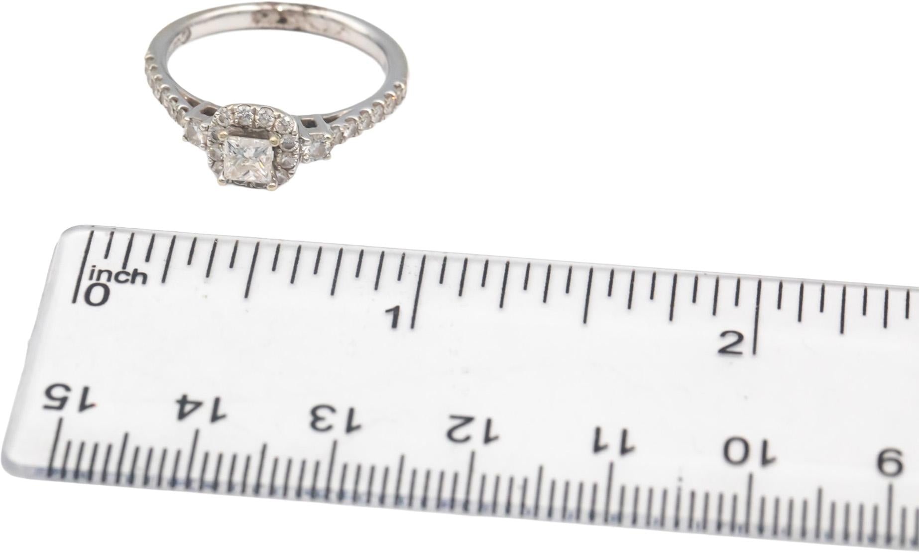 GSI 14k White Gold 0.75CT The Leo Princess Diamond Engagement Ring Size 7