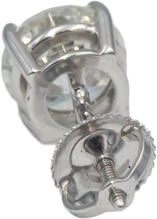 Diamond 14k White Gold Round Stud Screw Back Earrings 3.27CT