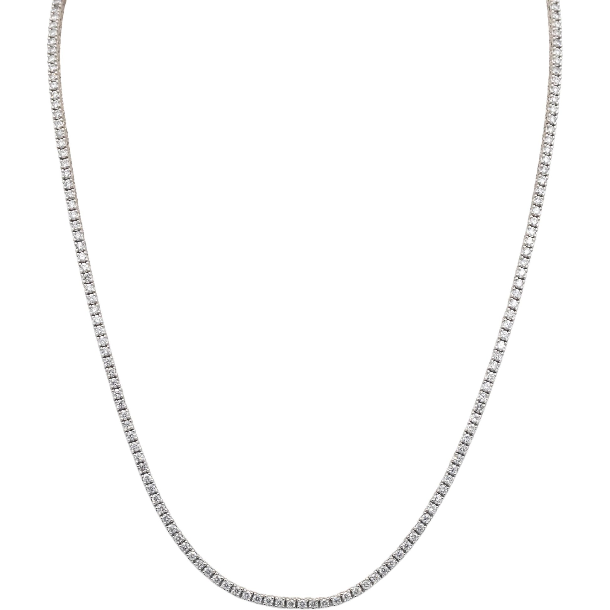 14k White Gold Jewelry Round Cut Diamond Tennis Necklace 18.25" Long 4.51CT