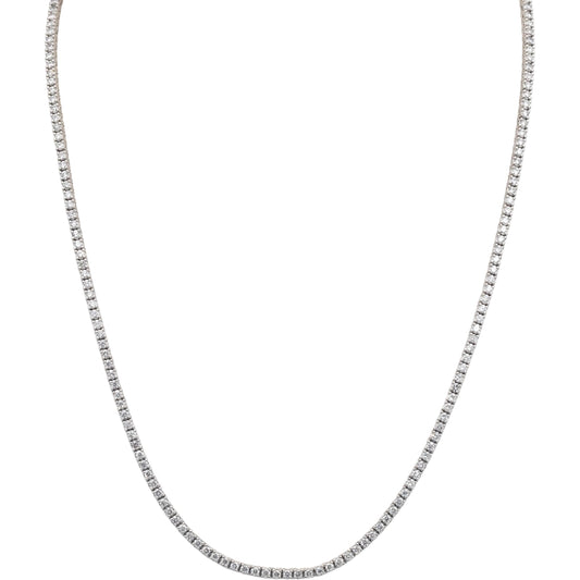 14k White Gold Jewelry Round Cut Diamond Tennis Necklace 18.25" Long 4.51CT