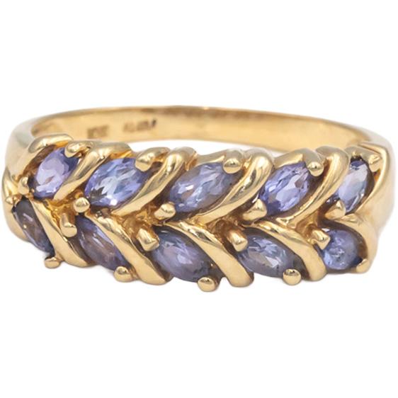10k Yellow Gold 0.75CT Marquise Cut Tanzanite Band Ring Size 8.75