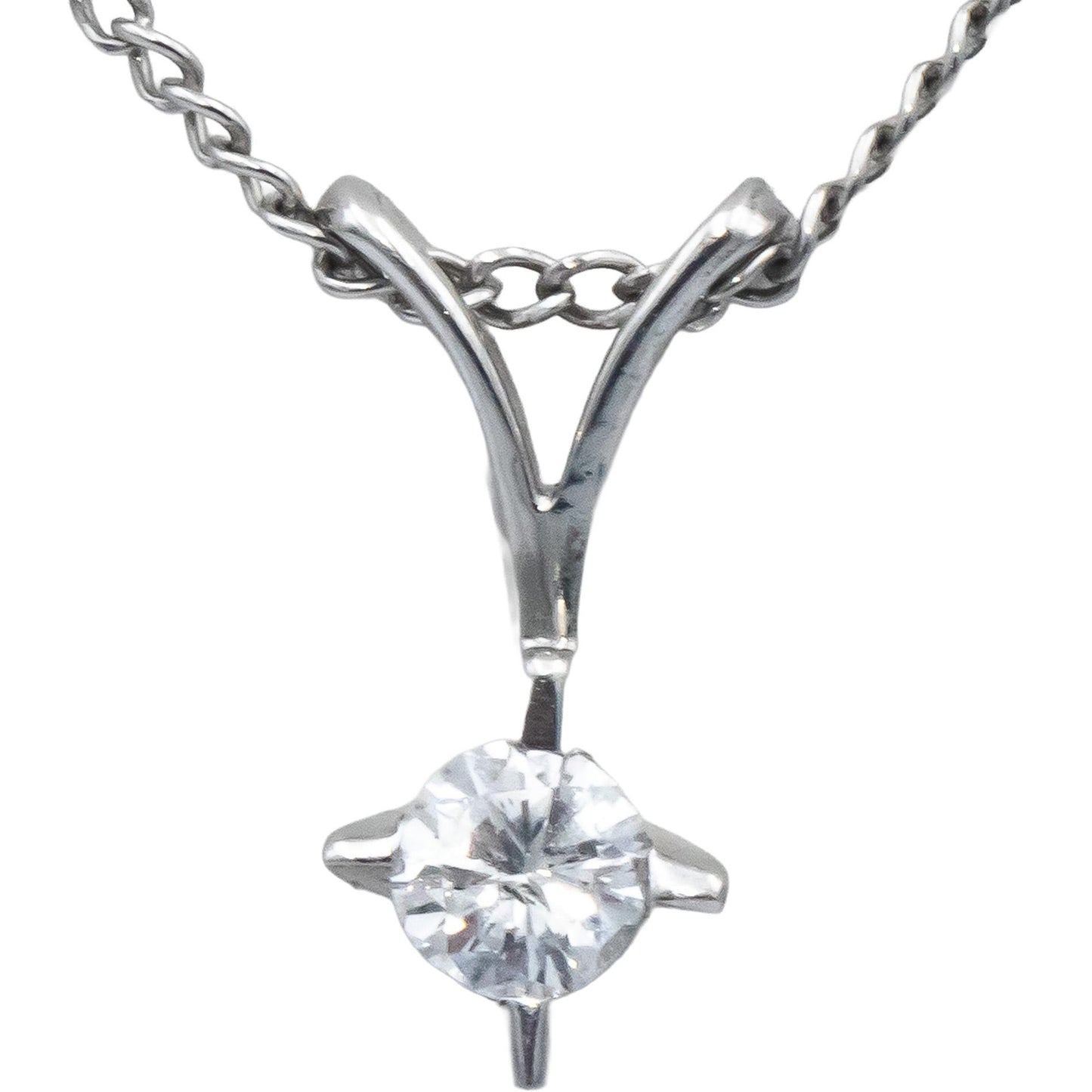 14k White Gold Jewelry 0.20CT Round Cut Diamond Solitaire Pendant Necklace Chain