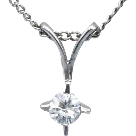 14k White Gold Jewelry 0.20CT Round Cut Diamond Solitaire Pendant Necklace Chain