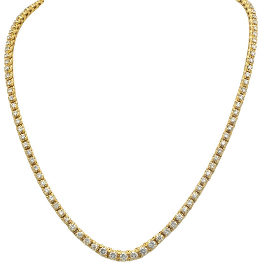 14k Yellow Gold Jewelry Round Cut Diamond Tennis Necklace 6.0CT