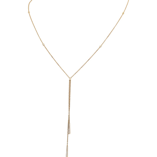 18k Yellow Gold 0.25CT Round Cut Diamond Tassel Necklace Chain