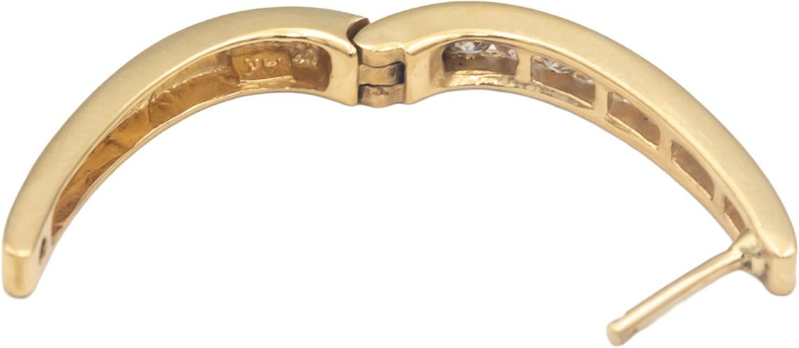14k Yellow Gold 0.75CT Round Cut Channel Set Diamond Hoop Earrings