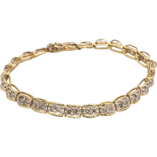 Diamond Round Cut 10k Yellow Gold Fancy Link Bracelet 5.0CT