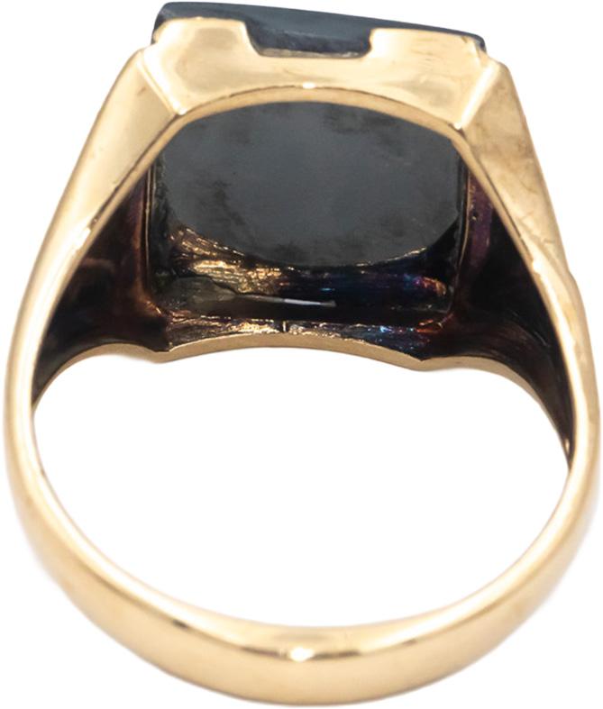 Vintage 10k Yellow Gold Jewelry Carved Hematite Cameo Ring Size 9