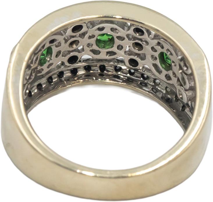 Diamond & Tsavorite 18k White Gold Cocktail Band Ring 0.87CT Size 7.5