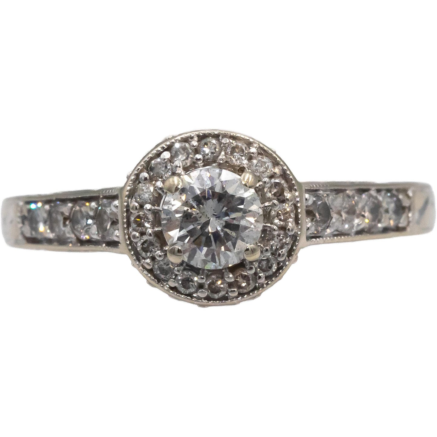 Diamond 14k White Gold Engagement Ring  0.68CT w/ 0.35CT Center Size 5.75