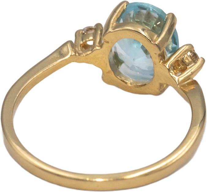 Blue Topaz & Diamond 14k Yellow Gold Cocktail Ring 1.54CT Size 6
