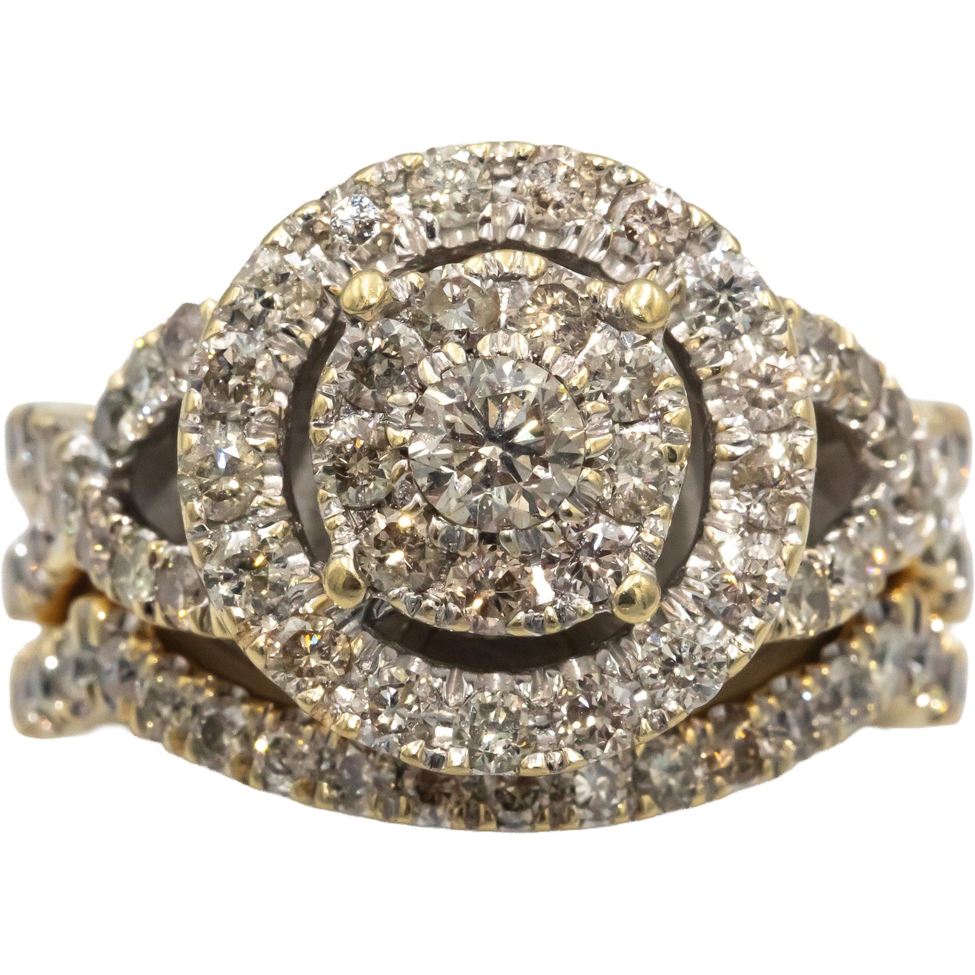 Round Diamond 10k Yellow Gold Cluster Cocktail Ring 1.50CT Size 8.75