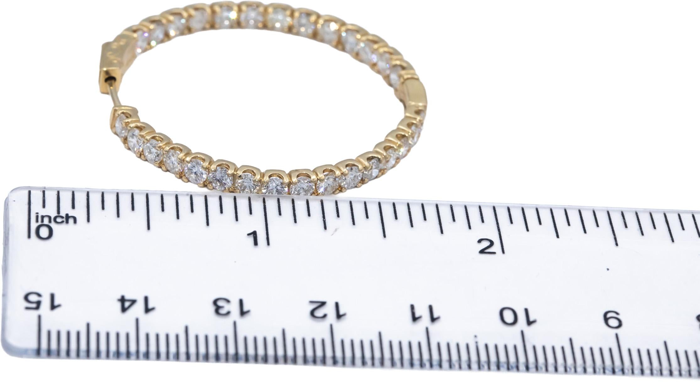 14k Yellow Gold Round Lab Grown Diamond Inside Out Hoop Earrings 5.0CT