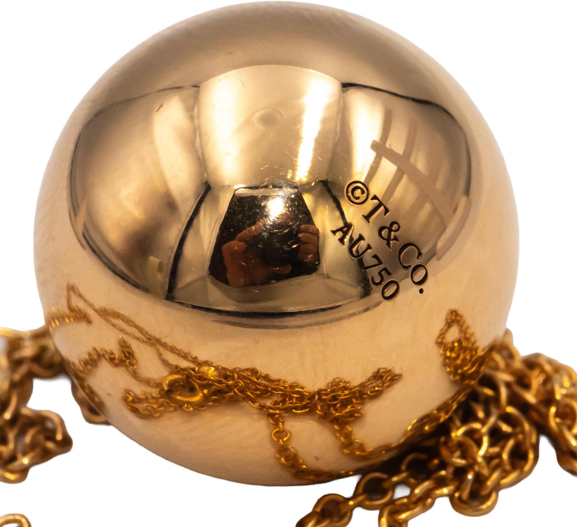 TIFFANY & CO. 18k Rose Gold Jewelry Hardware Ball Chain Necklace w/ Box & Pouch