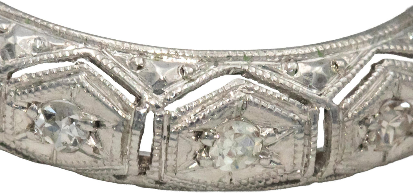 Vintage Antique Platinum Diamond Filigree Eternity Band Ring 0.45CT Size 8.75