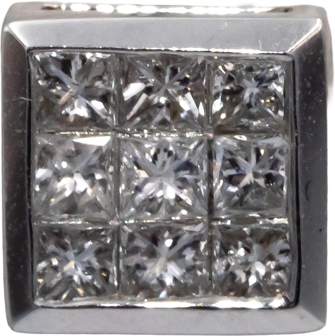 10k White Gold Princess Cut Diamond Cluster Square Stud Earrings 1.0CT