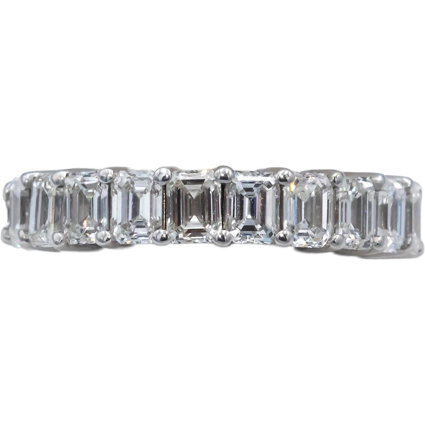 18k White Gold VS Round & Baguette Diamond Eternity Band Ring 4.90CT Size 6.5