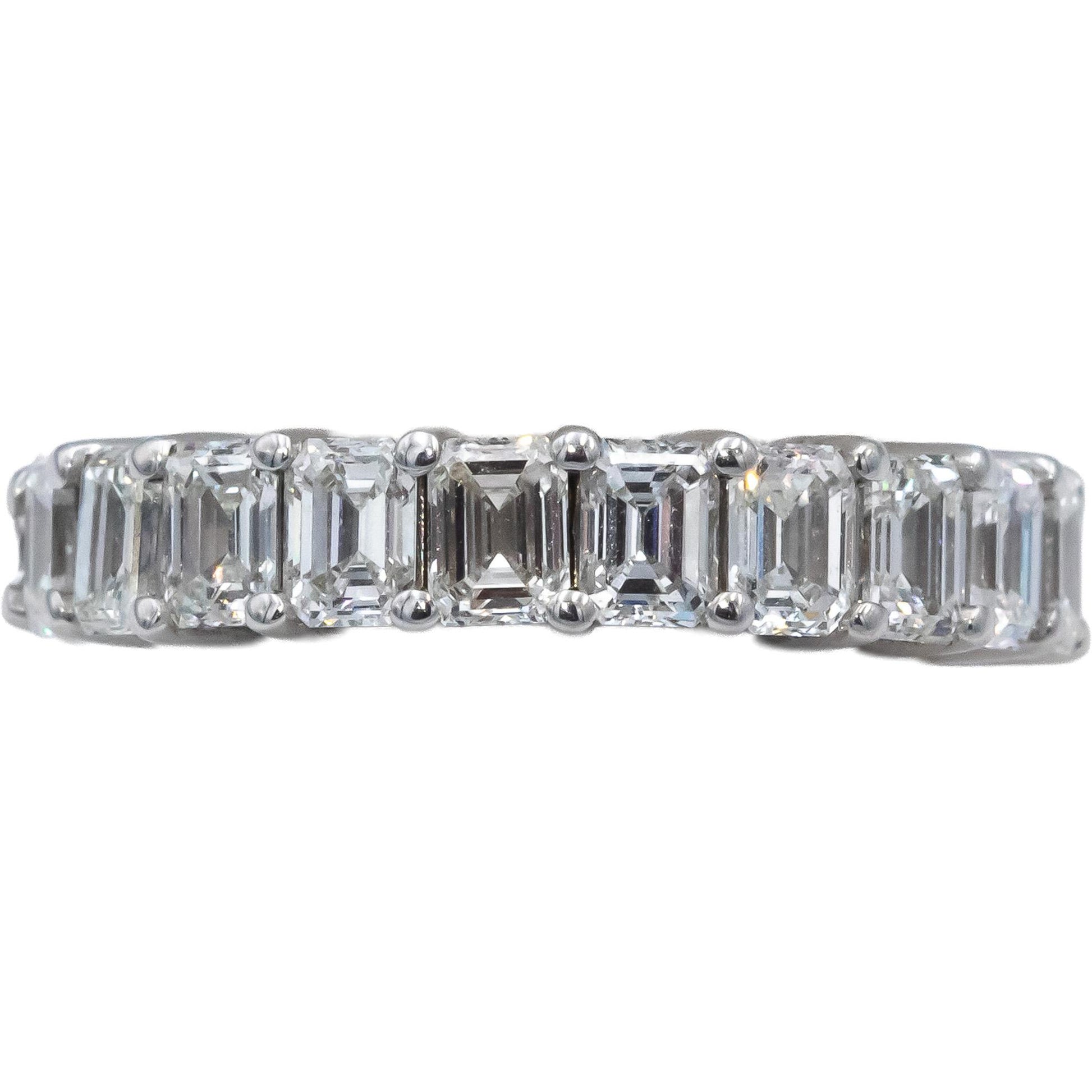 18k White Gold VS Round & Baguette Diamond Eternity Band Ring 4.90CT Size 6.5