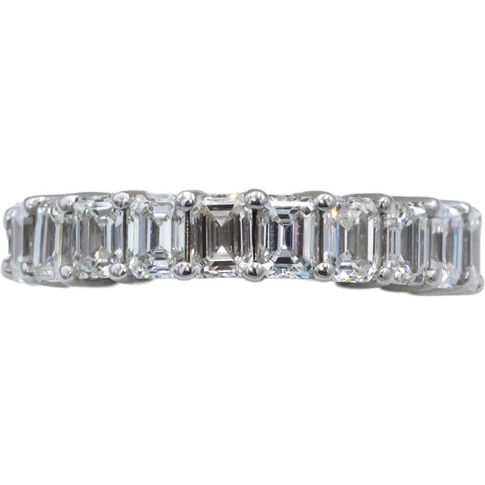18k White Gold VS Round & Baguette Diamond Eternity Band Ring 4.90CT Size 6.5