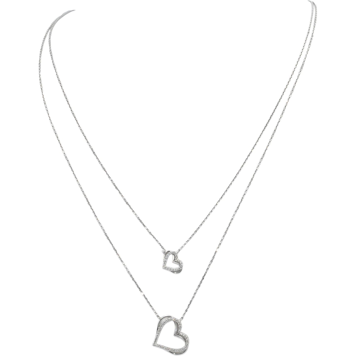 VERA WANG LOVE 10k White Gold Round Diamond Heart Pendant Necklace 0.25CT