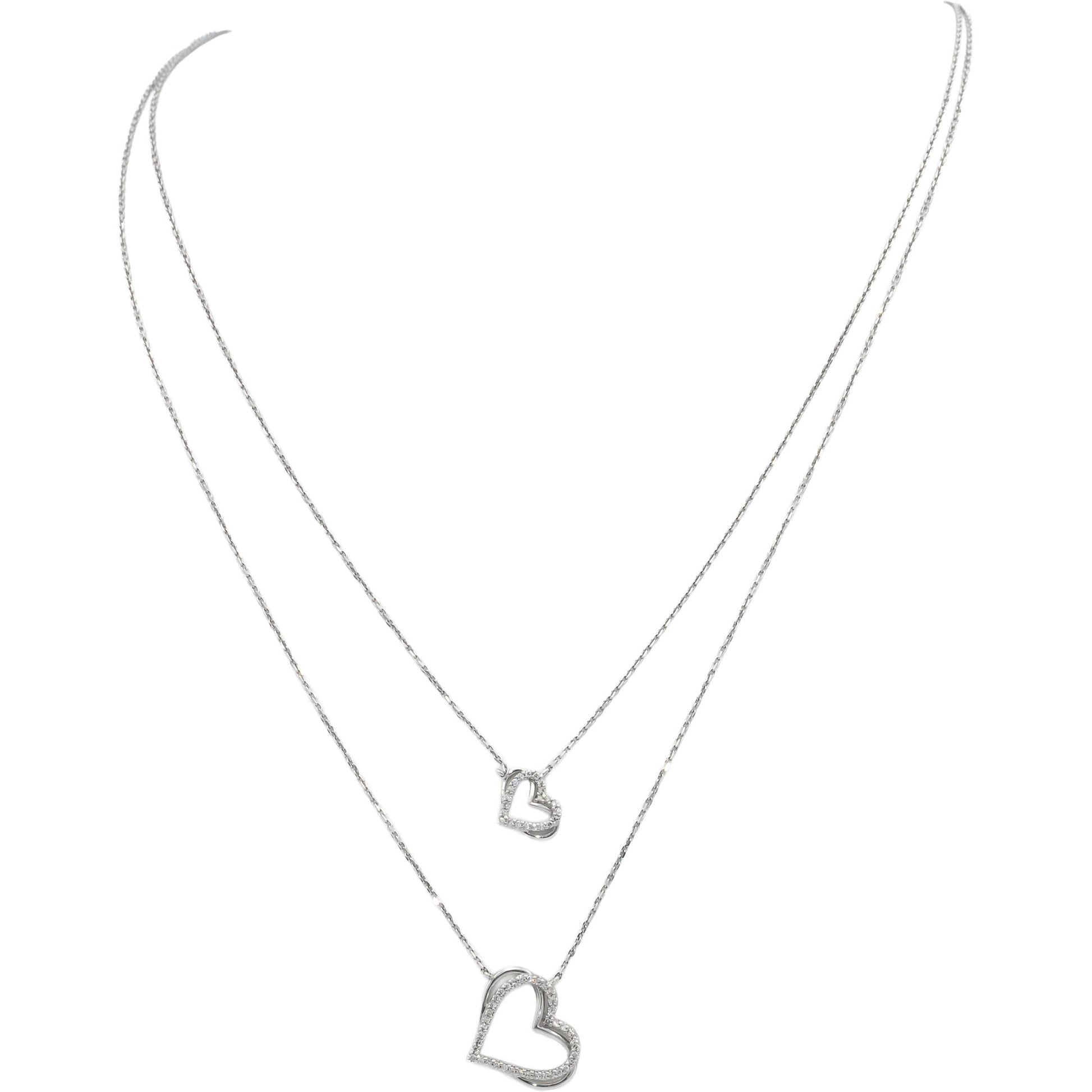 VERA WANG LOVE 10k White Gold Round Diamond Heart Pendant Necklace 0.25CT
