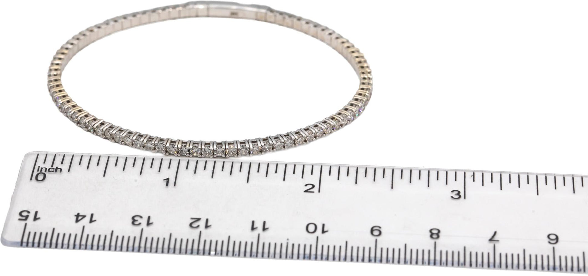 14k White Gold VS Round Diamond Flexible Bangle Bracelet 2.78CT