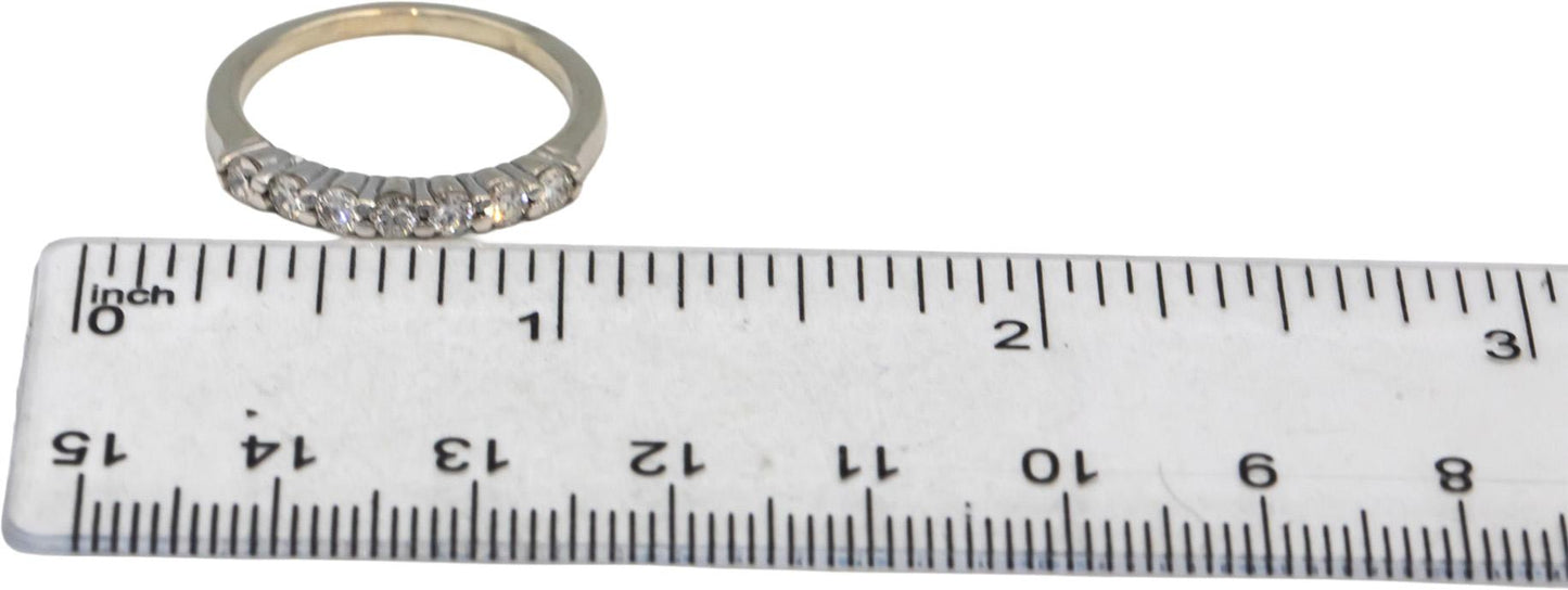 10k White Gold Round Diamond Seven Stone Band Ring 0.49CT Size 8