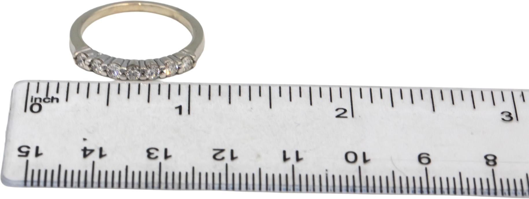 10k White Gold Round Diamond Seven Stone Band Ring 0.49CT Size 8