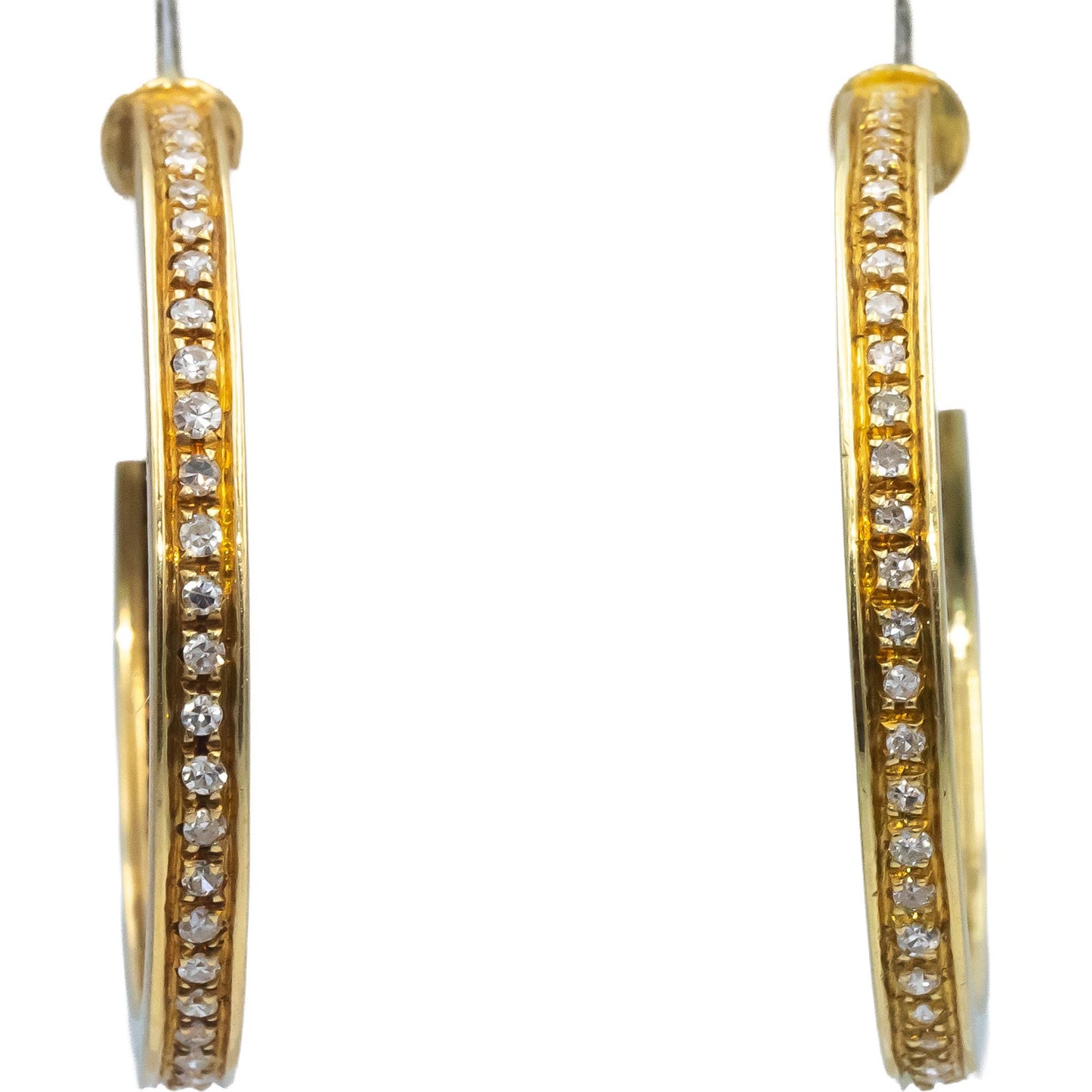 18k Yellow Gold VS Round Diamond Hoop Earrings 1.50CT
