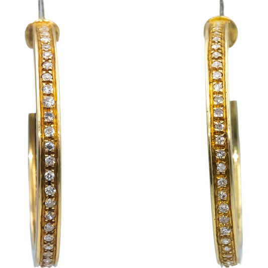 18k Yellow Gold VS Round Diamond Hoop Earrings 1.50CT