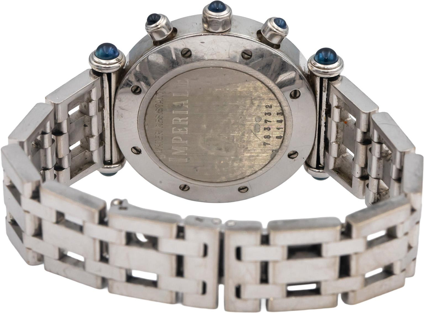 CHOPARD 18k Gold Imperiale Diamond Sapphire Chronograph Quartz Watch 3.25CT