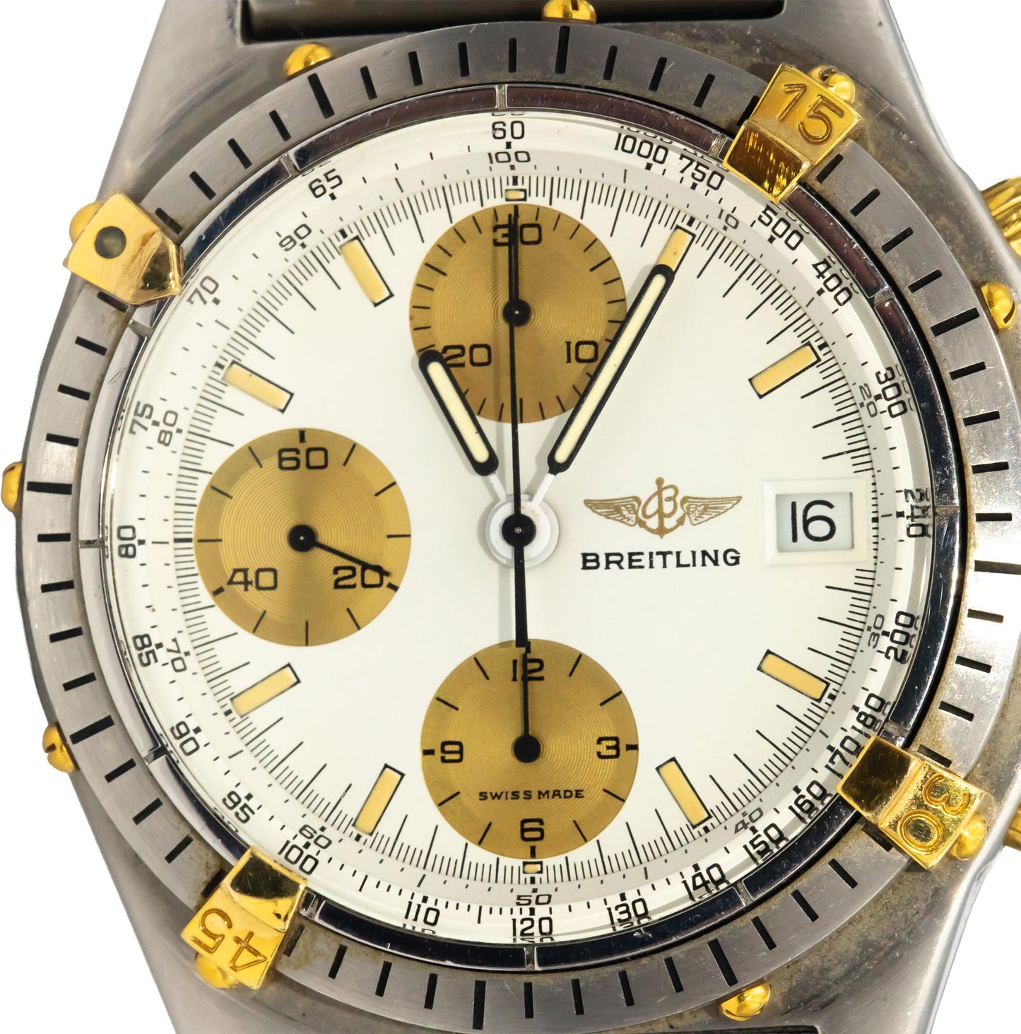 BREITLING 18k Gold Stainless Steel Chronomat 81950 Automatic Men's Watch w/ Box