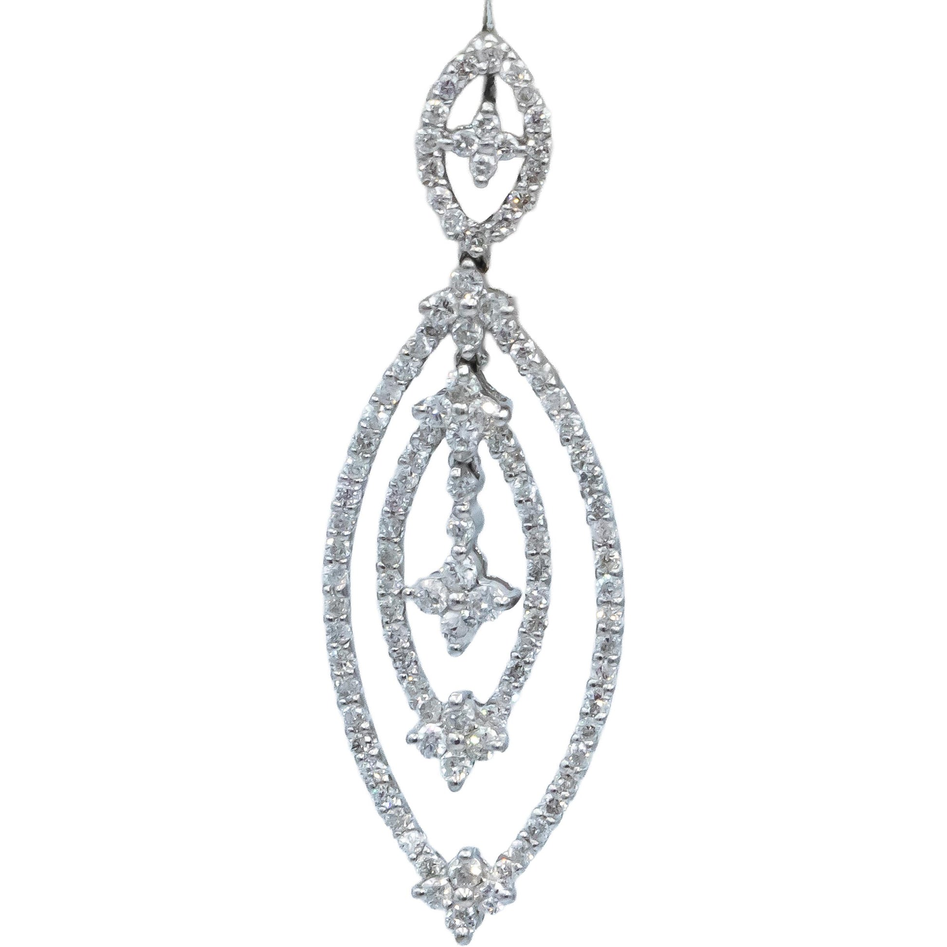 18k White Gold Round Diamond Drop Dangle Earrings 2.20CT