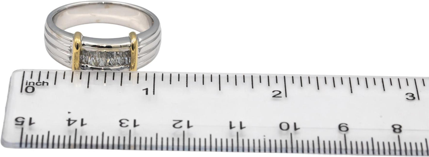 14k White & Yellow Gold VS Radiant Cut Channel Set Diamond Men's Ring 0.50CT