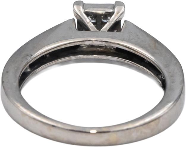 14k White Gold Princess & Round Diamond Engagement Ring 0.35CT Size 5.5