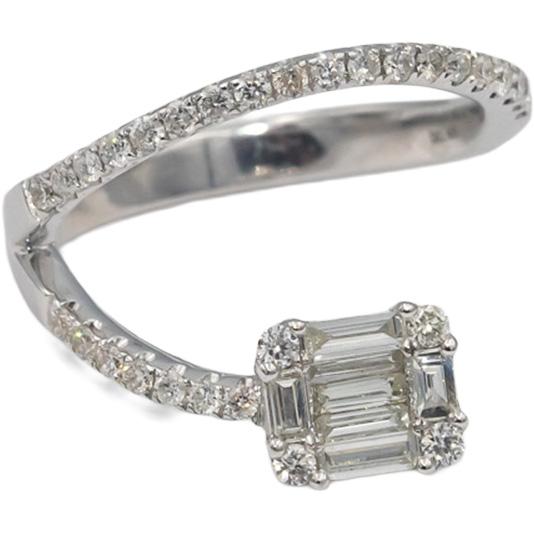 18k White Gold VS Baguette & Round Diamond Abstract Ring 0.60CT Size 7